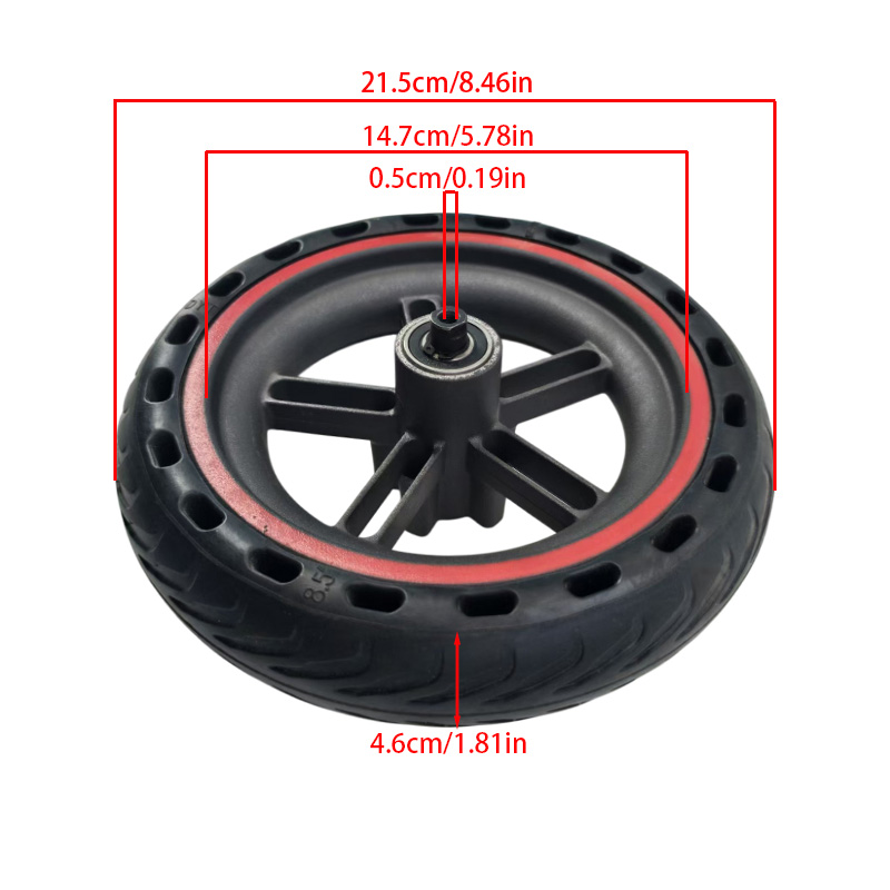 Xiaomi Hub Mijia Hub - 8,5'' Quadratischer Wabenprofil-Vollgummireifen 5-Loch Rote Aluminium-Nabe